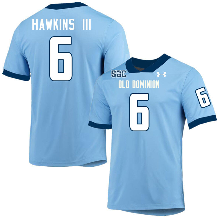 #6 Tre Hawkins III Old Dominion Monarchs College Football Jerseys Stitched-Light Blue